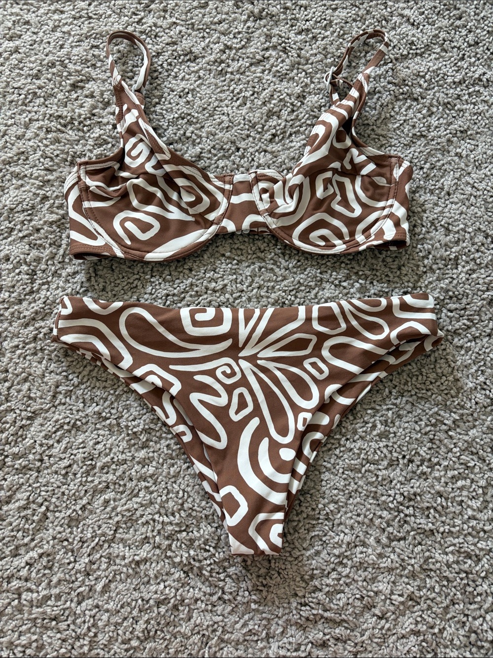 Stone Fox Swim Brown and White Patterned Underwire Bikini